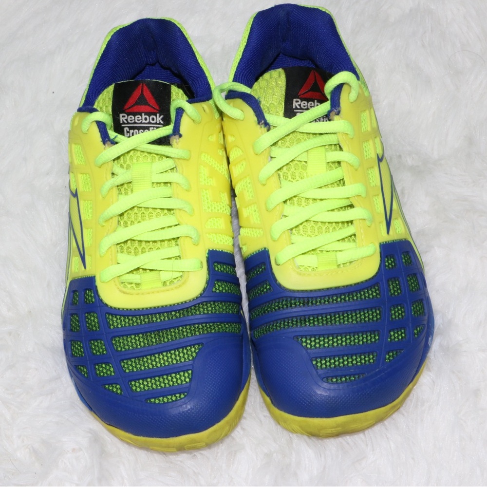 Reebok CrossFit CF74 Womens Size 6 Training Shoes Blue Yellow Gym Fitness
